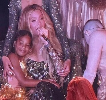 beyonce shares the spotlight with daughters blue ivy and rumi during an emotional moment on stage at the cowboy carter tour kick